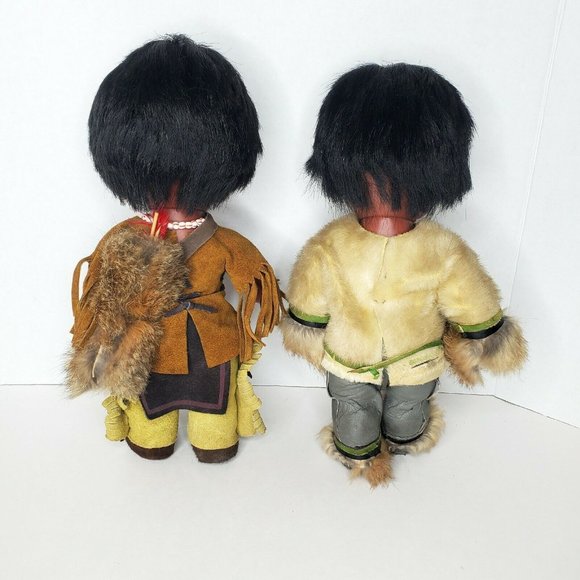 Native American Indian Doll Baby Dolls Leather Clothes 12 inches Set 2 Vintage - Picture 2 of 12